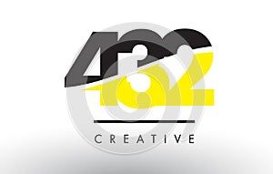 432 Black and Yellow Number Logo Design.