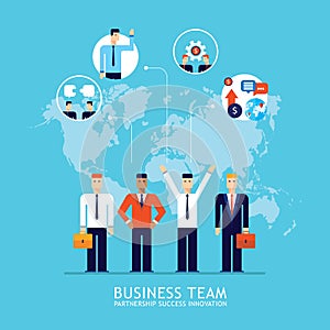 44 Business team Businessman successful teamwork Partnership concept Flat design