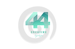 44 green pastel gradient number numeral digit logo icon design