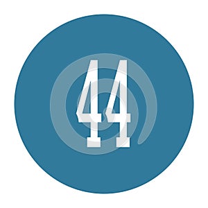 44 numeral logo with round frame in blue color