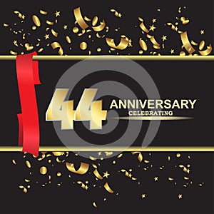 44 year anniversary logo template vector