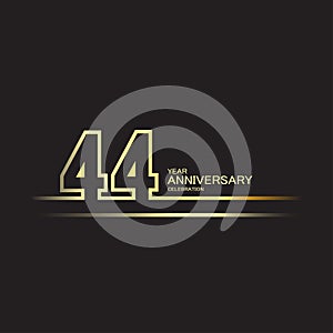 44 Year Anniversary Vector Template Design Illustration