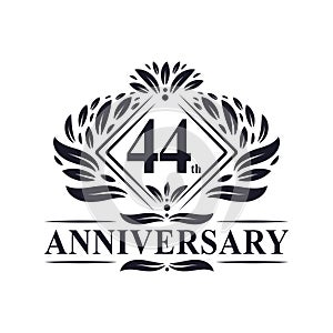 44 years Anniversary Logo, Luxury floral 44th anniversary logo