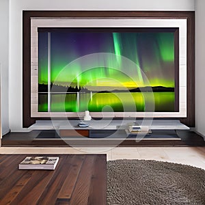 441 Aurora Reflections: A captivating and mesmerizing background featuring the reflections of the Northern Lights on calm waters
