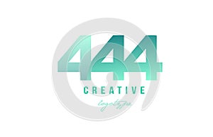 444 green pastel gradient number numeral digit logo icon design