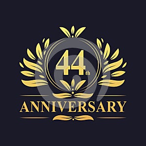 44th Anniversary Design, luxurious golden color 44 years Anniversary logo