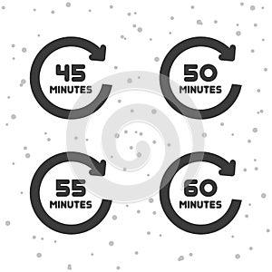 45, 50, 55 and 60 Minutes rotation icons. Timer symbols