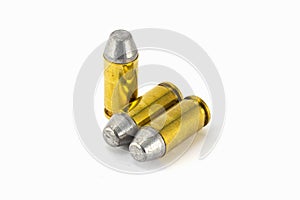 .45 acp semiwadcutter bullet isolated on a white background