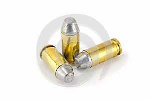 .45 acp semiwadcutter bullet isolated on white background stac