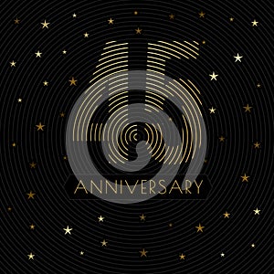 45 anniversary emblem. Celebration label. Vector dark color illustration