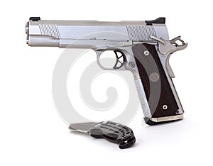 45 caliber pistol and knife