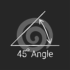 45 degree angle chalk icon, isolated icon with angle symbol and text