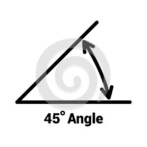 45 degree angle icon, isolated icon with angle symbol and text