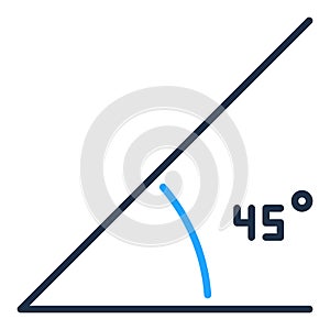 45 Degree Angle vector Math concept colored icon or symbol