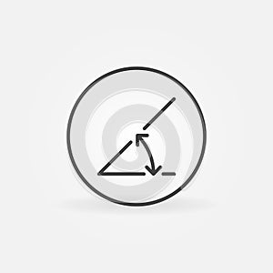 45 Degrees Angle in circle outline vector concept icon