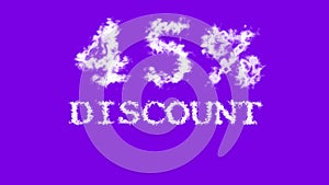 45% discount cloud text effect violet isolated background