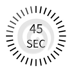45 second digital timer stopwatch icon vector for graphic design, logo, website, social media, mobile app, UI illustration