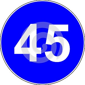 45 suggested speed road sign