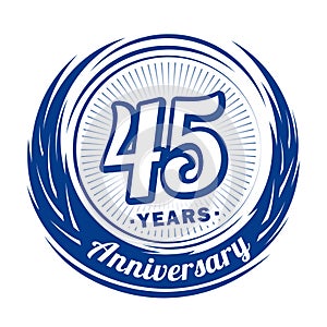 45 year anniversary. Elegant anniversary design. 45th logo.