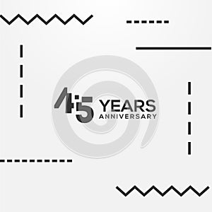 45 Years Anniversary Black Number Vector Design Illustration