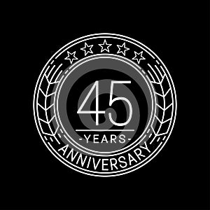 45 years anniversary celebration logo template. 45th line art vector and illustration.