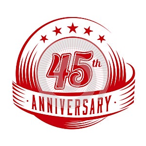 45 years anniversary design template. 45th anniversary celebrating logo design. 45years logo.