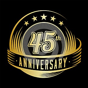 45 years anniversary design template. 45th anniversary celebrating logo design. 45years logo.