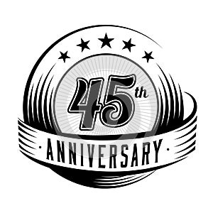 45 years anniversary design template. 45th anniversary celebrating logo design. 45years logo.