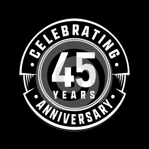 45 years anniversary logo template. 45th vector and illustration.