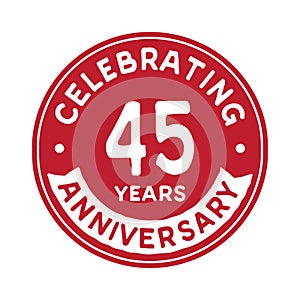 45 years celebrating anniversary design template. Forty fifth anniversary logo. Vector and illustration.