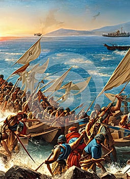 450 BC ca Cyprus . Fictional Battle Depiction. Generative AI.