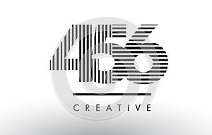 456 Black and White Lines Number Logo Design.