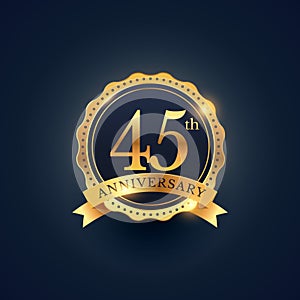 45th anniversary celebration badge label in golden color