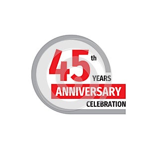 45th anniversary celebration badge logo design. Forty five years banner poster.