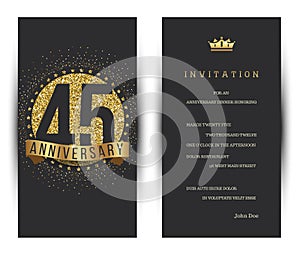 45th anniversary decorated greeting card template.