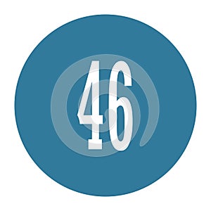 46 numeral logo with round frame in blue color