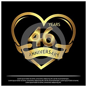 46 years anniversary golden. anniversary template design for web, game ,Creative poster, booklet, leaflet, flyer, magazine, invita