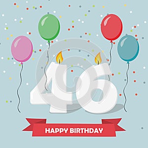 46 years selebration. Happy Birthday greeting card