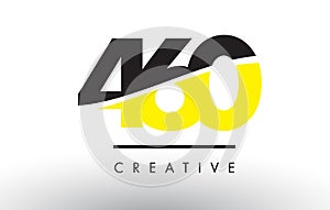 460 Black and Yellow Number Logo Design.