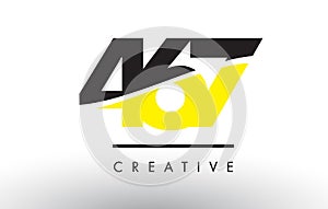 467 Black and Yellow Number Logo Design.