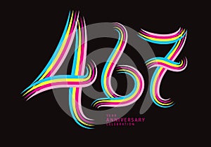 467 number design vector, graphic t shirt, 467 years anniversary celebration logotype colorful line,467th birthday logo, Banner