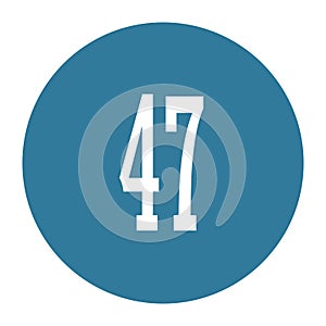 47 numeral logo with round frame in blue color