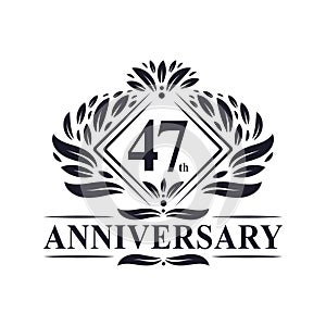 47 years Anniversary Logo, Luxury floral 47th anniversary logo