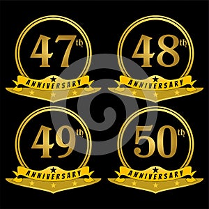 47th 48th 49th 50th anniversary gold color and black background