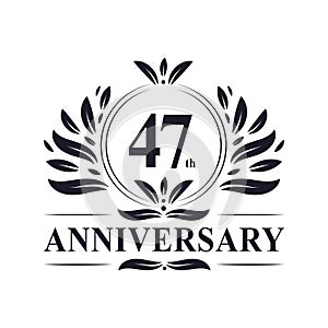 47th Anniversary celebration, luxurious 47 years Anniversary logo design