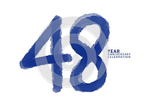 48 year anniversary celebration blue color logotype vector, 48 number design, 48th Birthday invitation, logo number design vector