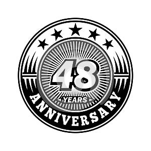 48 years anniversary celebration. 48th anniversary logo design. 48years logo.