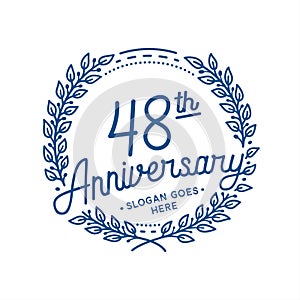 48 years anniversary celebration with laurel wreath. 48th anniversary logo.