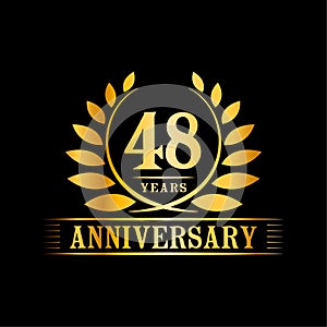 48 years anniversary celebration logo. 48th anniversary luxury design template. Vector and illustration.