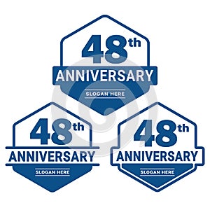 48 years anniversary celebration logotype. 48th anniversary logo collection
